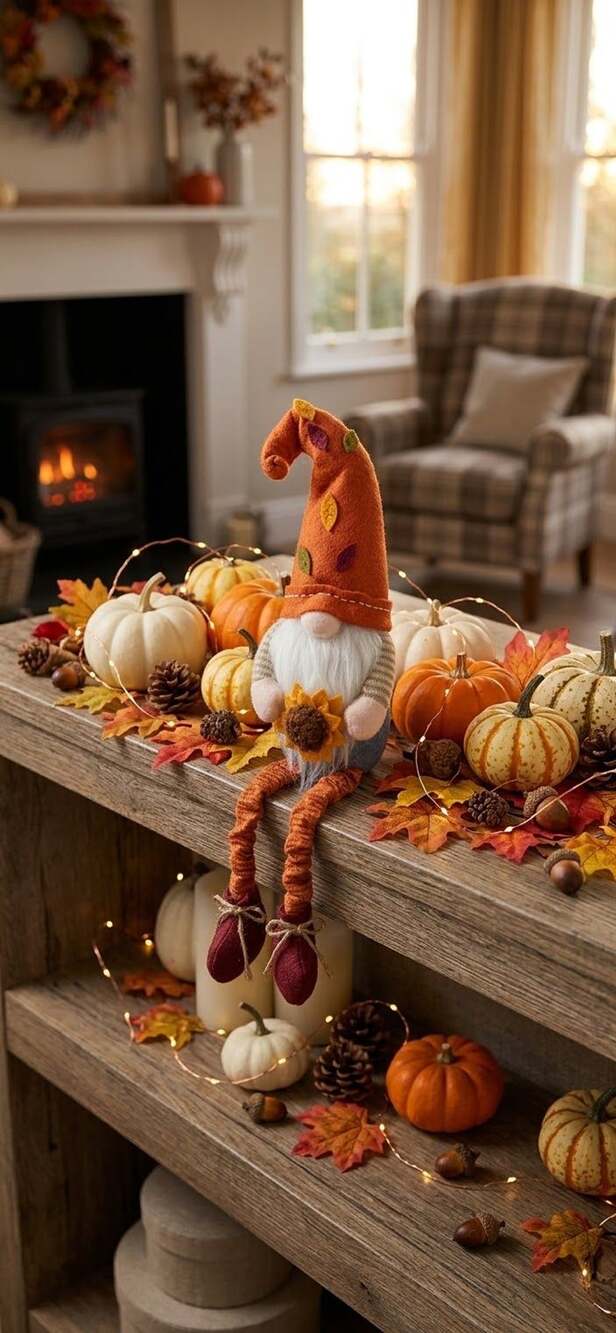 Glitzhome Fall Fabric Gnome Tabletop Decor Sunflower